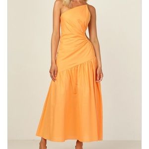 Orange One-Shoulder Maxi Dress